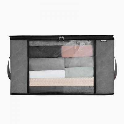60L Large Storage Bags, Clothes Storage Bin, Foldable Closet Organizers Containers with Handle, Nov-woven Fabric Storage Bag for Clothing, Blanket, Comforter, Bed Sheet, Pillow(Grey)