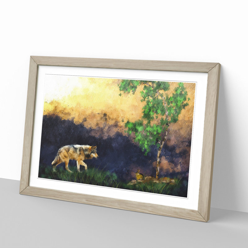 Abstract Wolf Vol.5 - Picture Frame Graphic Art, Oak Framed, 27cm H x 36cm W x 2cm D