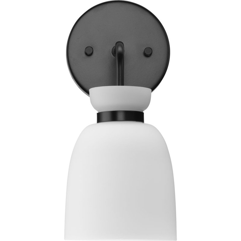 Lexie Matte Black Steel Vanity Light with Opal Glass Shade