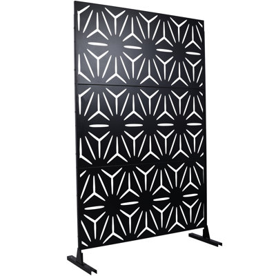 Black Metal Privacy Screen 76" H48" W - For Deck, Balcony, Patio, Lawn, Garden Versatile Option Outdoor Fashion