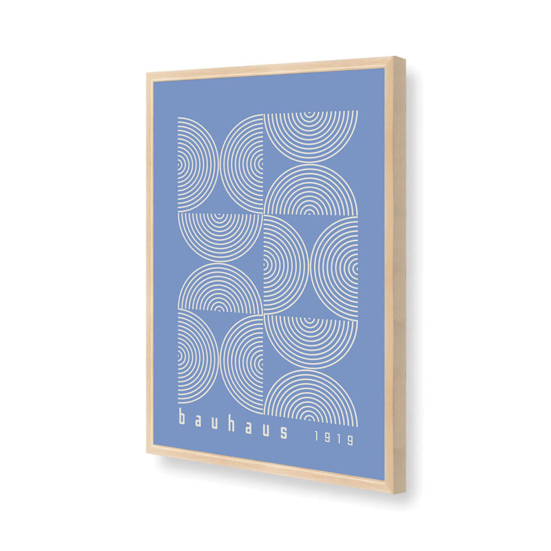 Blue Bauhaus Composition II, impression dans un cadre, H 21 po x l 17 po, Érable brut