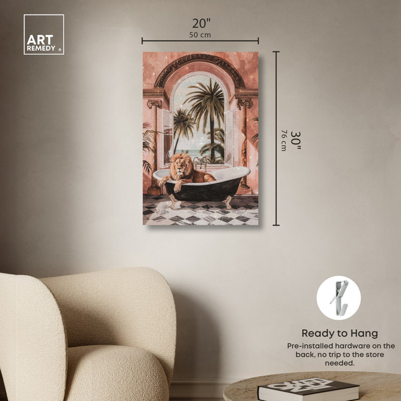 «Sleeping Lion Bath» par Art Remedy, Toile tendue, H 30 po x l 20 po