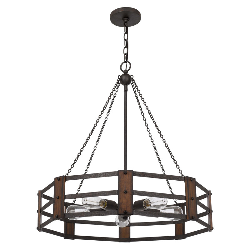 5 - Light Wood Drum Chandelier