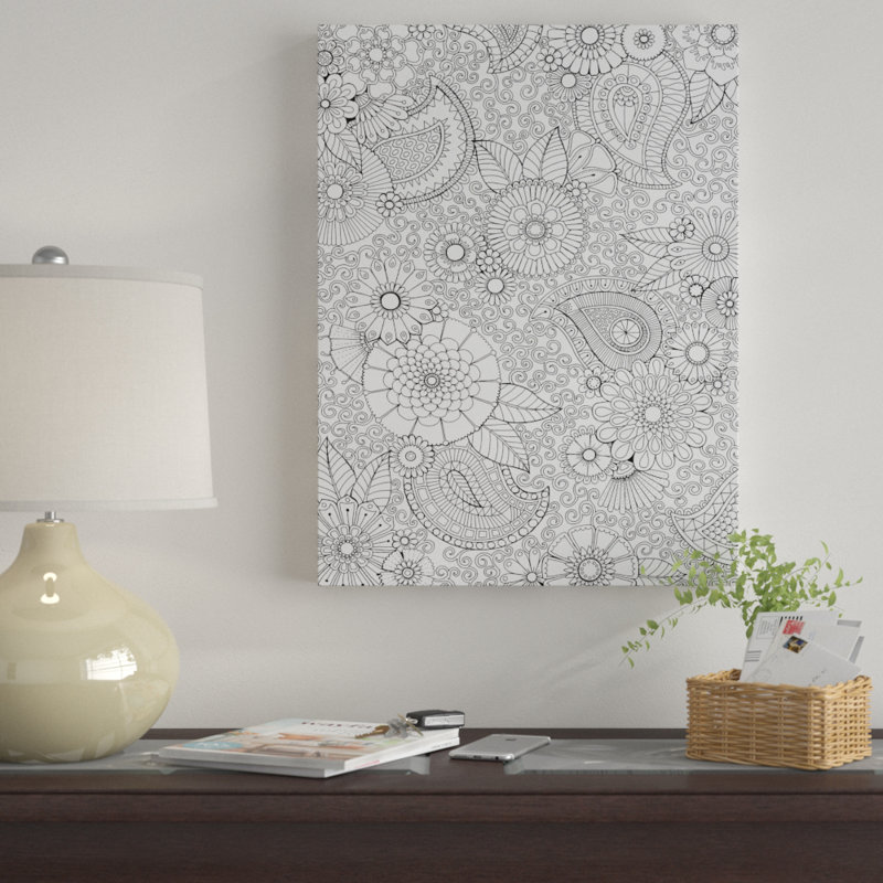 « motif cachemire floral », impression sur toile tendue, H 19 po x l 14 po x P 2 po