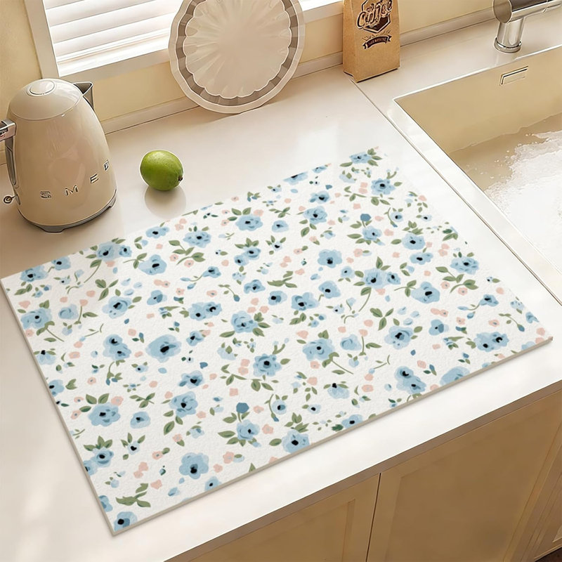 Accessoires de bar absorbant Ditsy, Single - 31.5" L x 19.5" W, Light Blue Floral