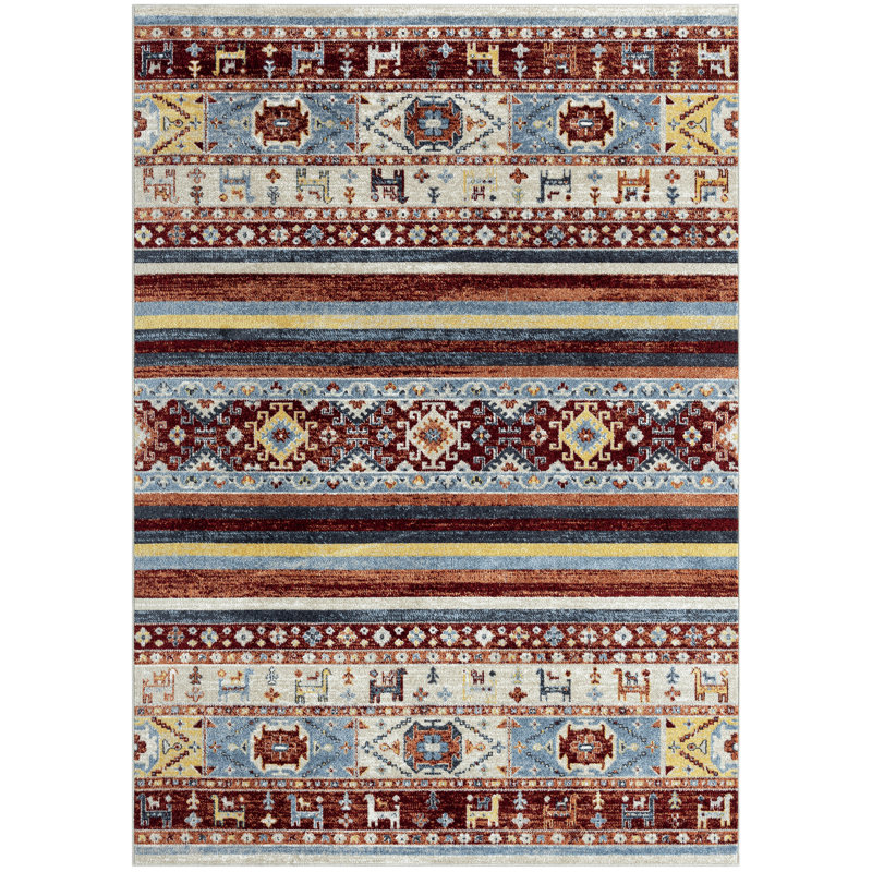 Tapis rouge lavable à la machine Southwestern, Rectangle 6 pi 6 po x 9 pi 2 po