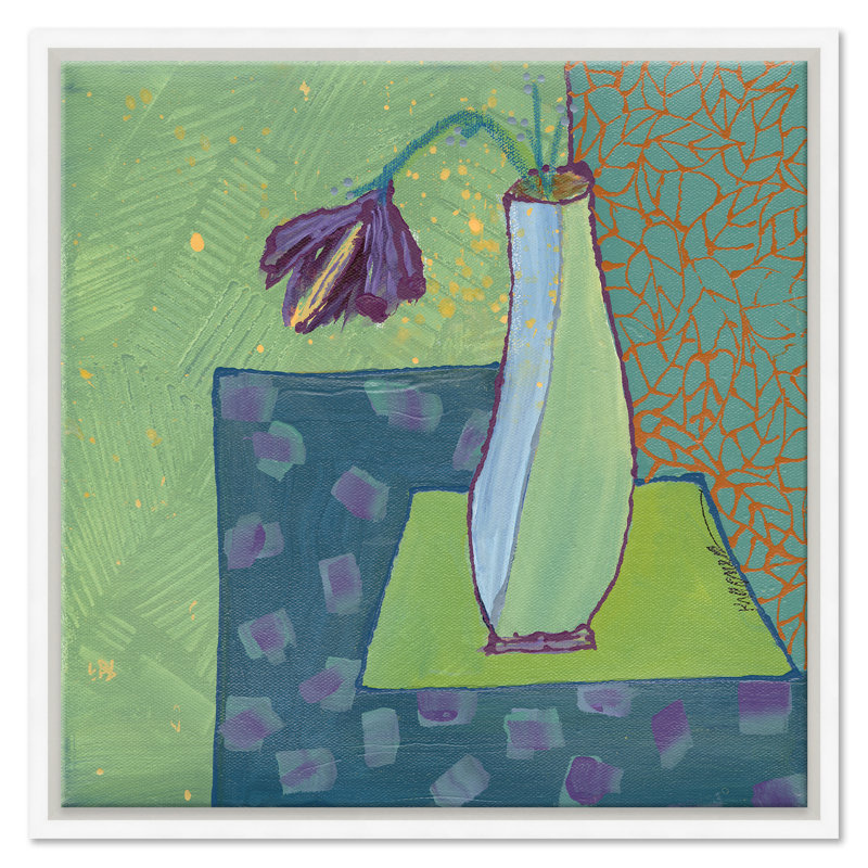 Retro Vase by Jill Krasner - Single Picture Frame Painting on Canvas, White