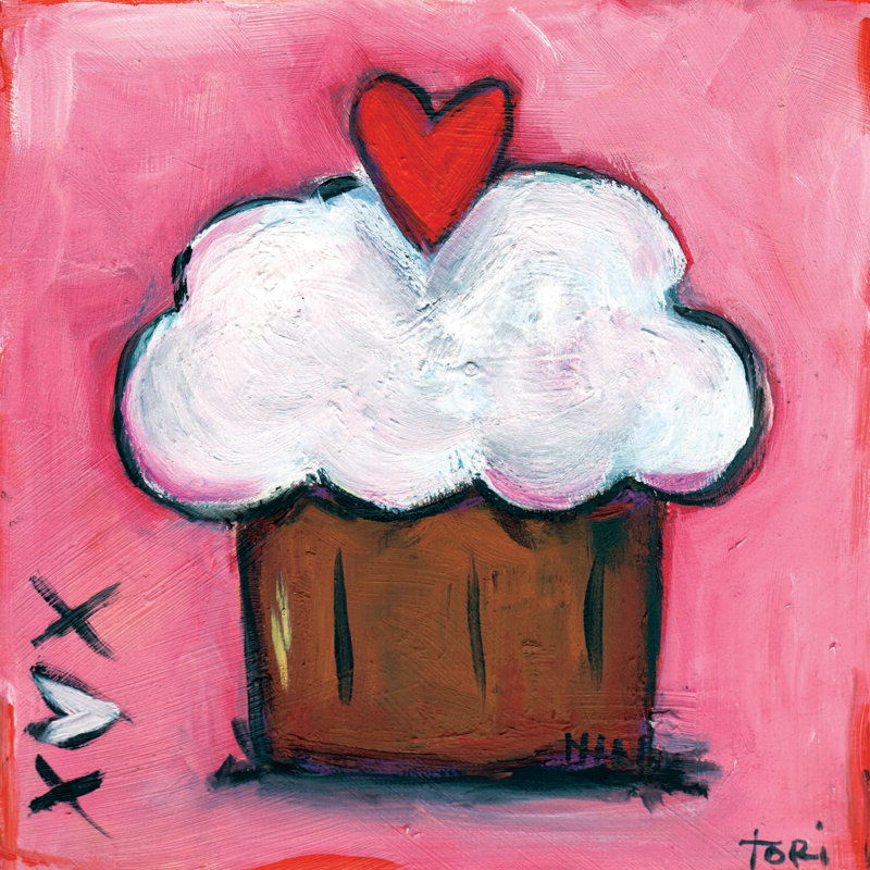 Reproduction d’art sur toile tendue "rose cardiaque petits gâteaux" par tori campisi, H 18 po x l 18 po