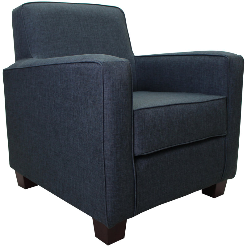 Upholstered Armchair, Jitterbug Navy Performance Basketweave