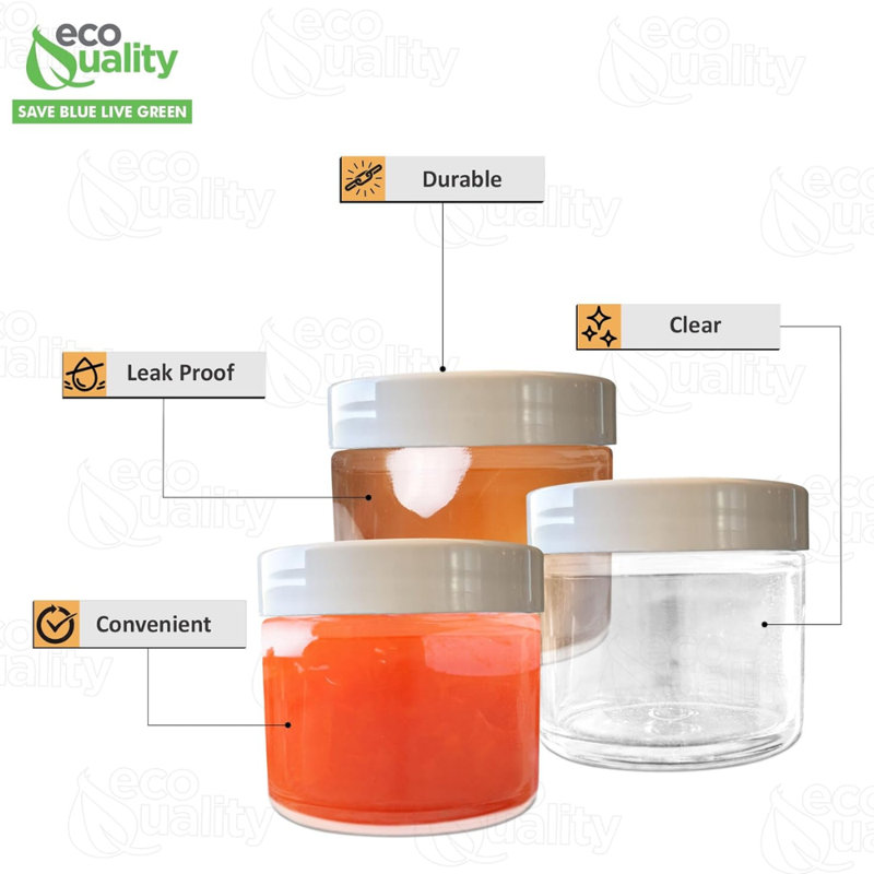  Pots en verre transparent de 2 oz avec couvercles blancs, contenants de rangement pour cosmétiques avec doublures intérieures pour crèmes, lotions, poudres et voyages (48)