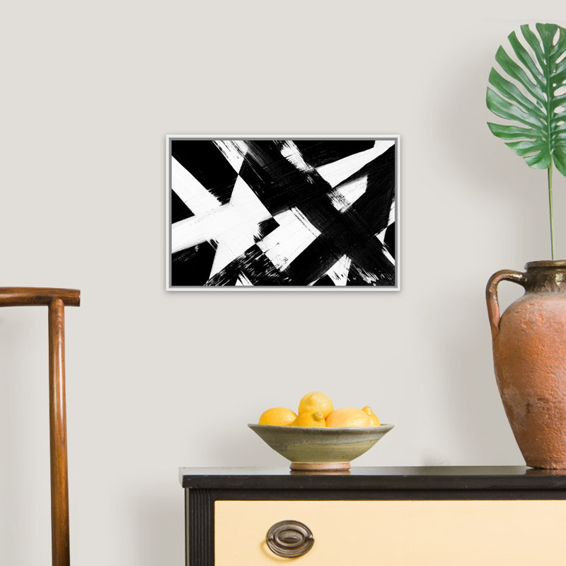 «Black and White Exes» par Inner Circle - reproduction d'art sur toile, H 14 po x l 20 po x P 1,75 po, Cadre flottant blanc