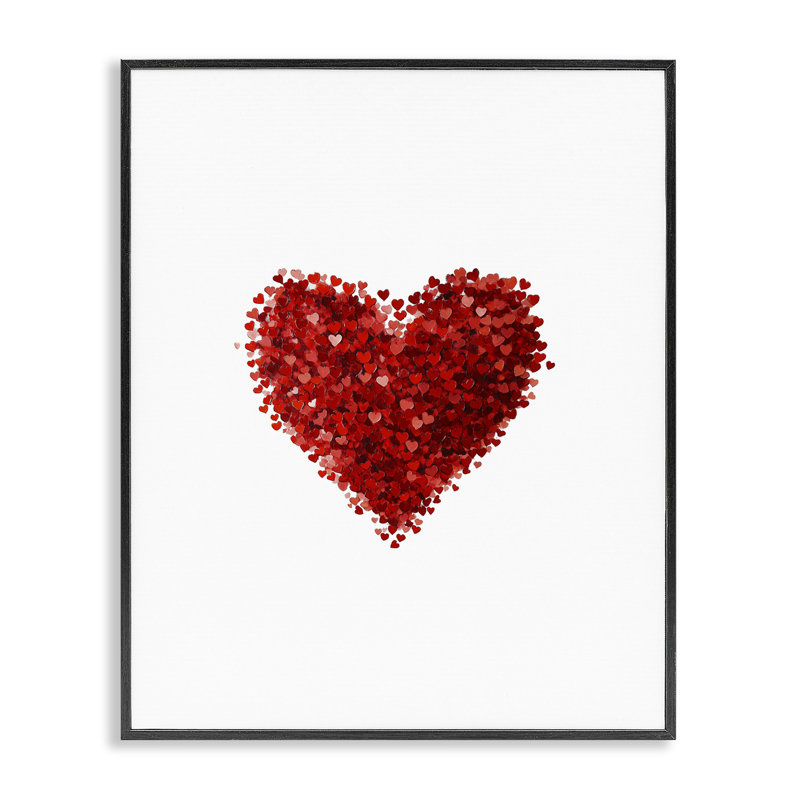 Cluster of Hearts Shaped Giclee, design par Christine Simpson Art, H 30 po x l 24 po, Giclée encadrée noir minuit
