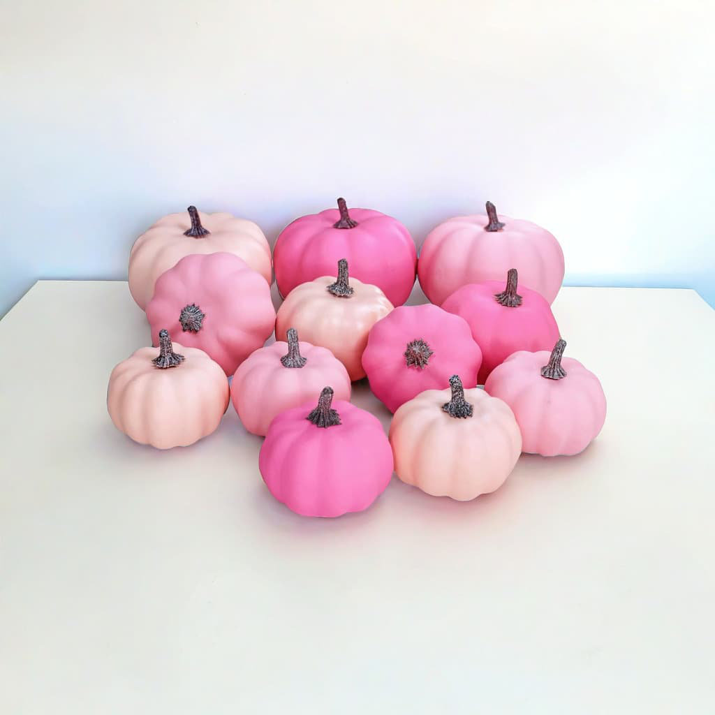 Primrue 12pcs assorted artificial pumpkins for fall halloween and