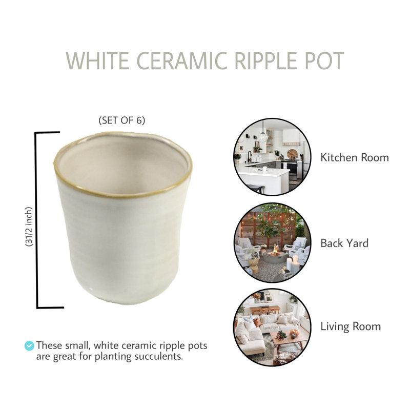 Pot à fleurs en céramique Perkins, Beige