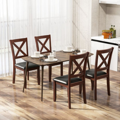 Ensemble de 2 chaises de cuisine en bois avec siège rembourré et pieds en bois d'hévéa