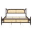 Base de lit en bois avec tête de lit en rotin-659028499-659028501