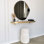 Abstract Gold Wall Mirror, 27.6 x 26.4 inches | 100% Melamine Coated Particle Board, Thickness: 0.7 inches | Horizontally & Vertically Adjustable | Stylish Home Decor, Perfect for Living Room & Entryway