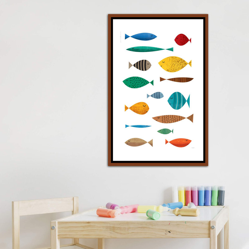 " Fish ", No Mat, Brown Framed Canvas, 40" H x 26" W x 1.5" D
