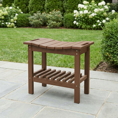 Waterproof Shower Stool with Handle, Storage Shelf Bench, Non-Slip Pads Bench for Indoor Outdoor by Red Barrel Studio