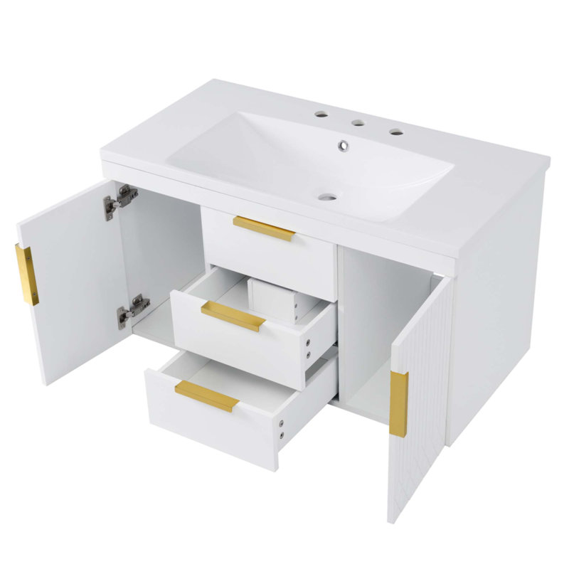 Meuble-lavabo mural 36 po, Blanc