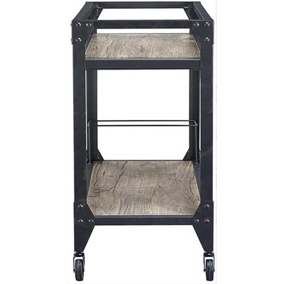 Chariot de service en chêne rustique et gris anthracite Jorgensen (sans tabouret)