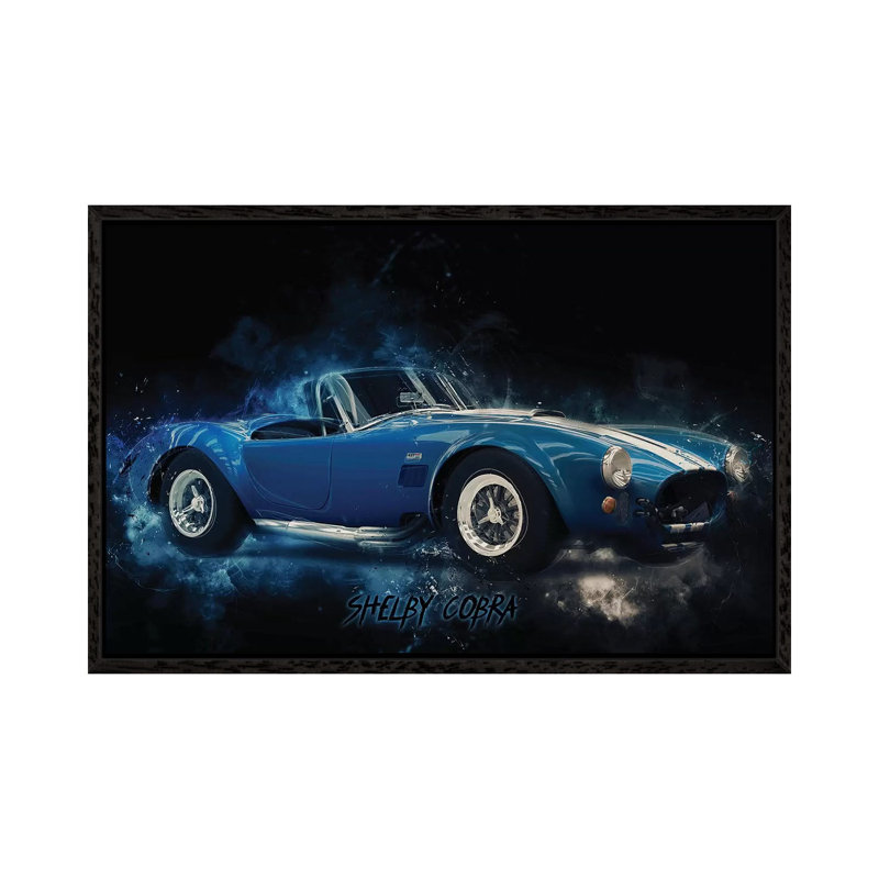 Shelby Cobra - Print on Canvas, 101.6 cm H x 66.04 cm W, Black Framed
