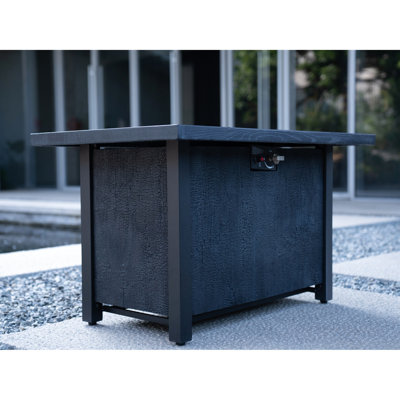 Bureau d'extérieur pour foyer 50000BTU, carré, 43,7 po, fibre de verre et fer, résistant aux hautes températures, rouille, durable, aspect grain de charbon, noir, foyer américain de 44 po x 25 po, cour intérieure