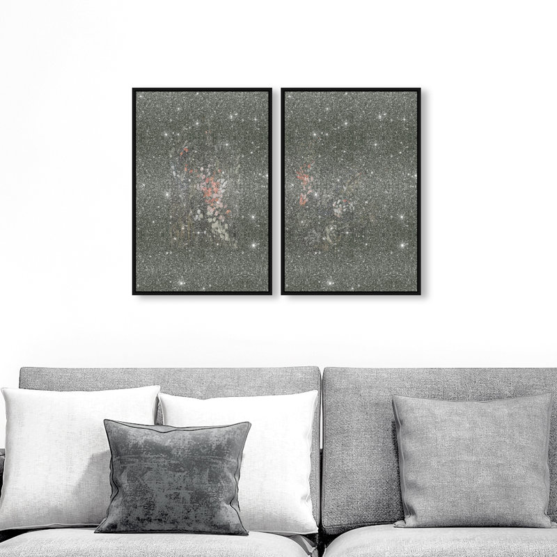 Dancing Petals Set Set by Oliver Gal, 17"H x 25"W, Black Floater Frame