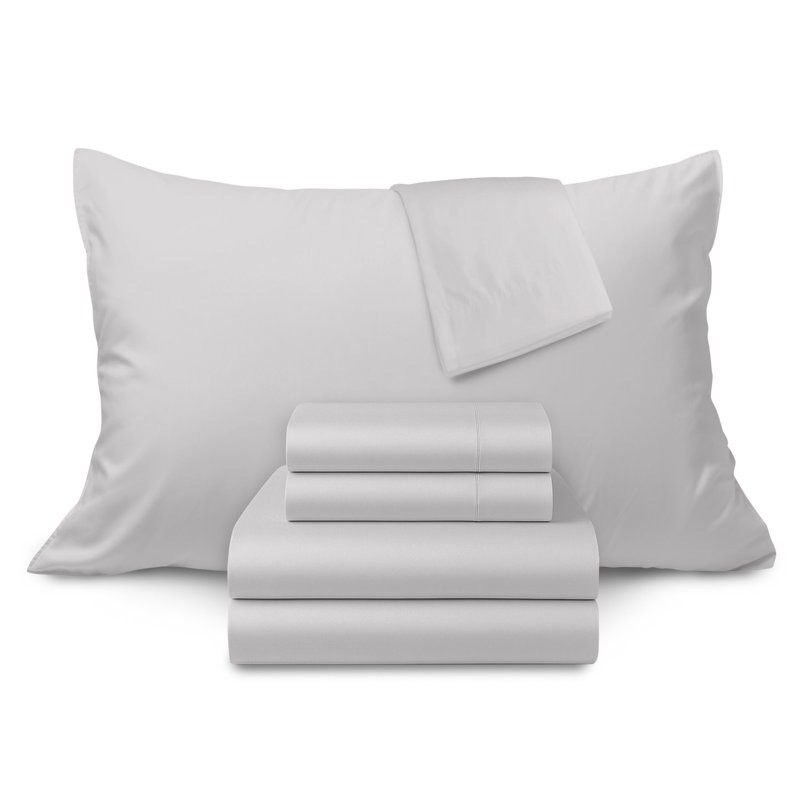  Ensemble de draps 100% coton percale frais et frais (4 pièces), Lit double, Menthe