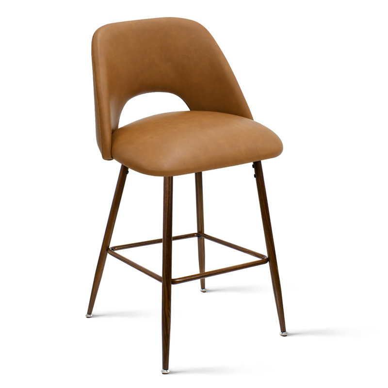 Tabouret de comptoir rembourré H 26 po Berneta, Brun, 2