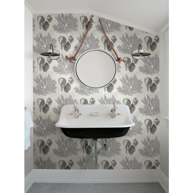 Rouleau de papier peint Amaro Seashell Shores L 33 pi x l 20,5 po, Noir