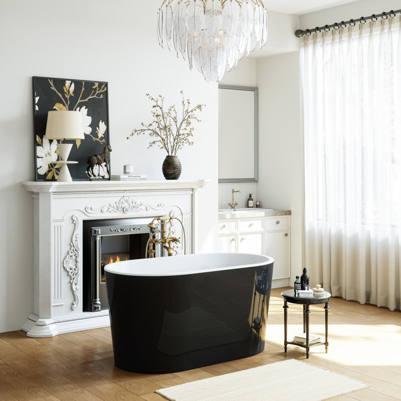 Selene 47'' Black Freestanding Acrylic Soaking Bathtub