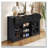 Sliding Barn Door Sideboard With 3 Drawers, Particle Board & Metal Mesh Storage Cabinet With Aluminum Handles & Metal Accents For Living Room, Dining Room-478512807