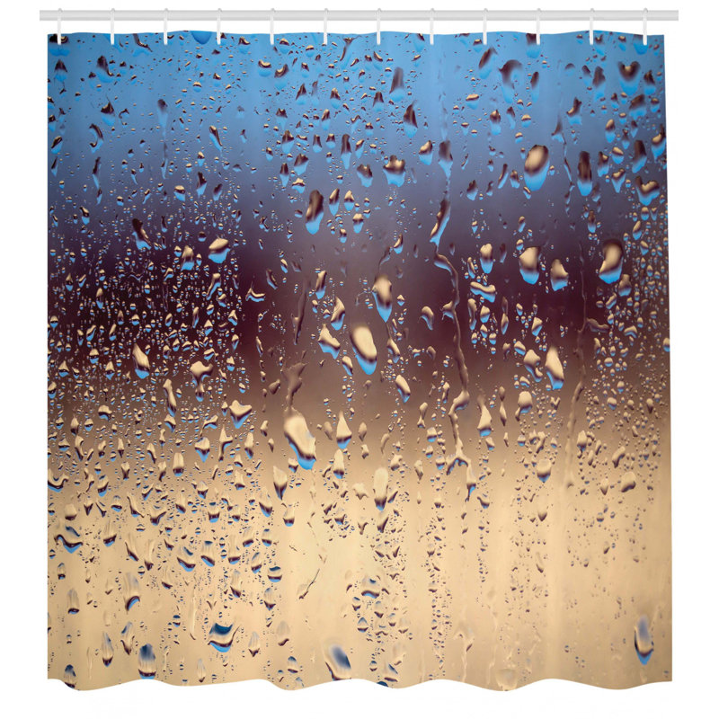 Rideau de douche simple en verre pour chutes de pluie sur verre décoration, H 70 po x l 69 po