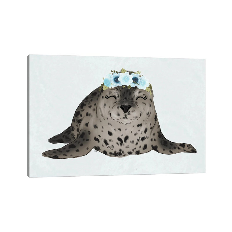 Floral Crown Baby Seal by Katie Bryant - Wrapped Canvas Gallery-Wrapped Canvas Giclée, 66.04 cm H x 45.72 cm W x 3.175 cm D