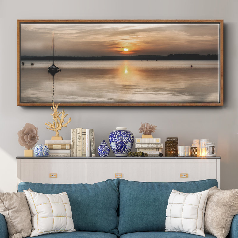 Doux coucher de soleil - toile encadrée, H 20 po x l 50 po
