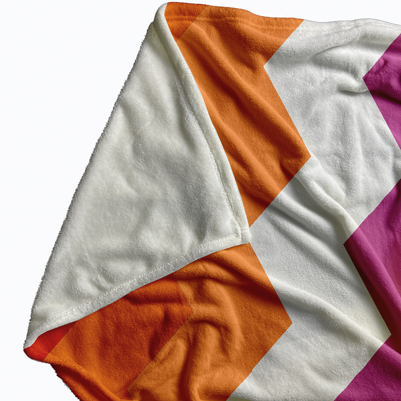 Plain Weave / Muslin Throw Blanket, Throw, Orange/White/Pink