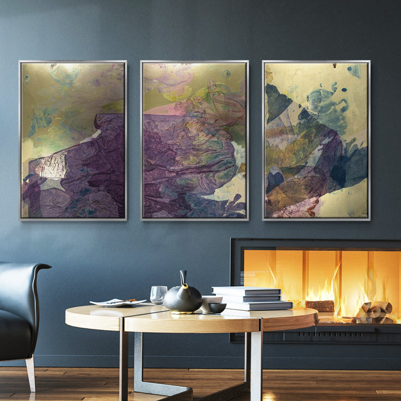 «Monet's Landscape IV», ensemble de 3 toiles encadrées, H 36 po x l 72 po, Argent
