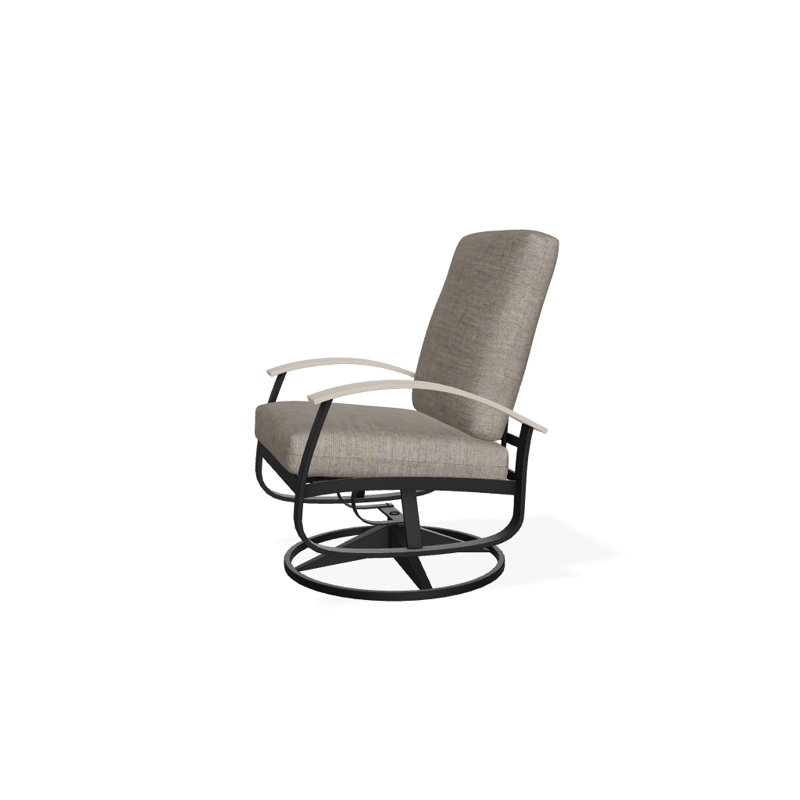 Chaise de patio pivotante avec coussin Askar, Tissage uni cendre coulée Sunbrella®, Désert P60, Noir texturé