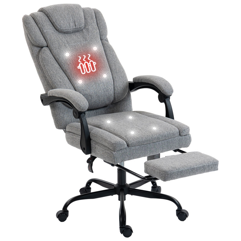 500LBS Ergonomic Massage Office Chair Big and tall Fabric Computer Chair with Foot Rest, Gray