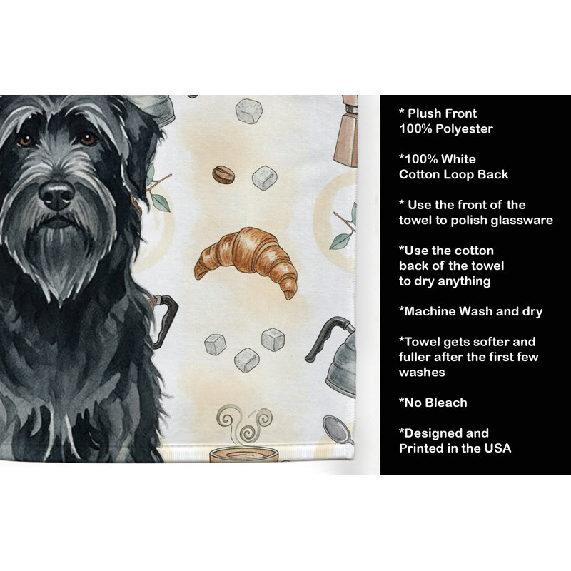 Black Briard Coffee Bar Kitchen Towel, Black Briard