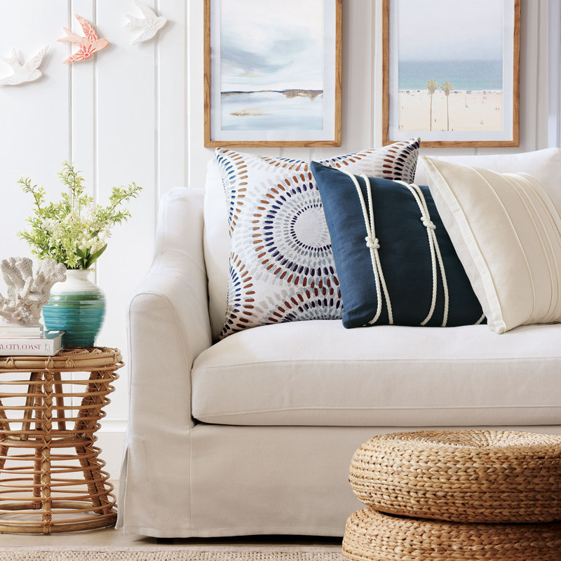 Nautical Linen Square Pillow Cover & Insert, Breeze Indigo