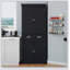 Armoire de rangement moderne autoportante avec 4 portes, un tiroir et 2 tablettes réglables pour une utilisation polyvalente à la maison