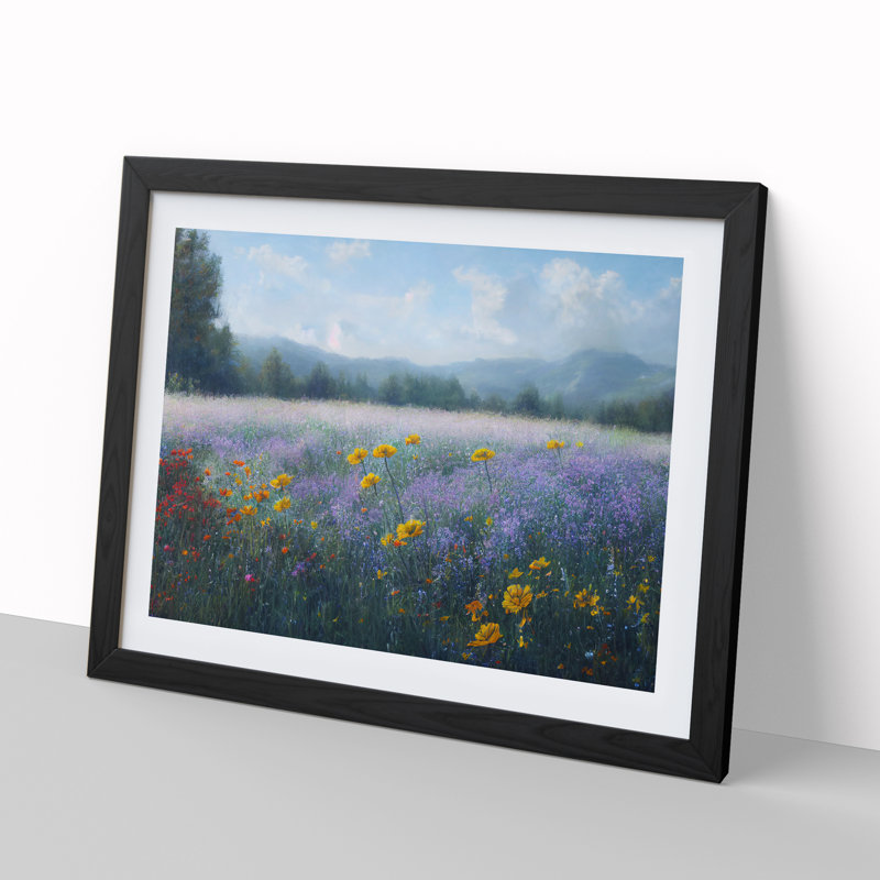Distinguished Wildflowers Floral - Framed Print, Black, 46cm H x 64cm W x 2cm D