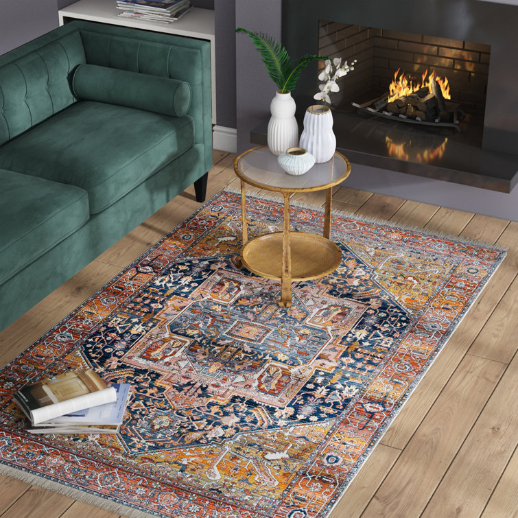Windmere Traditional Oriental Medallion Rust/Brick/Navy Area Rug