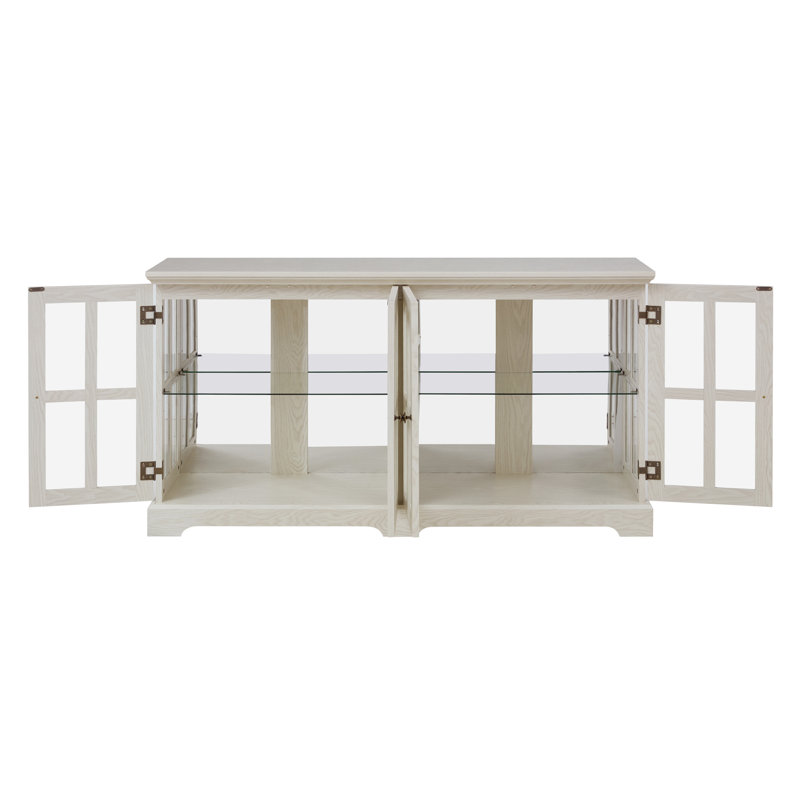 59" Wide Sideboard With Glass Doors, White