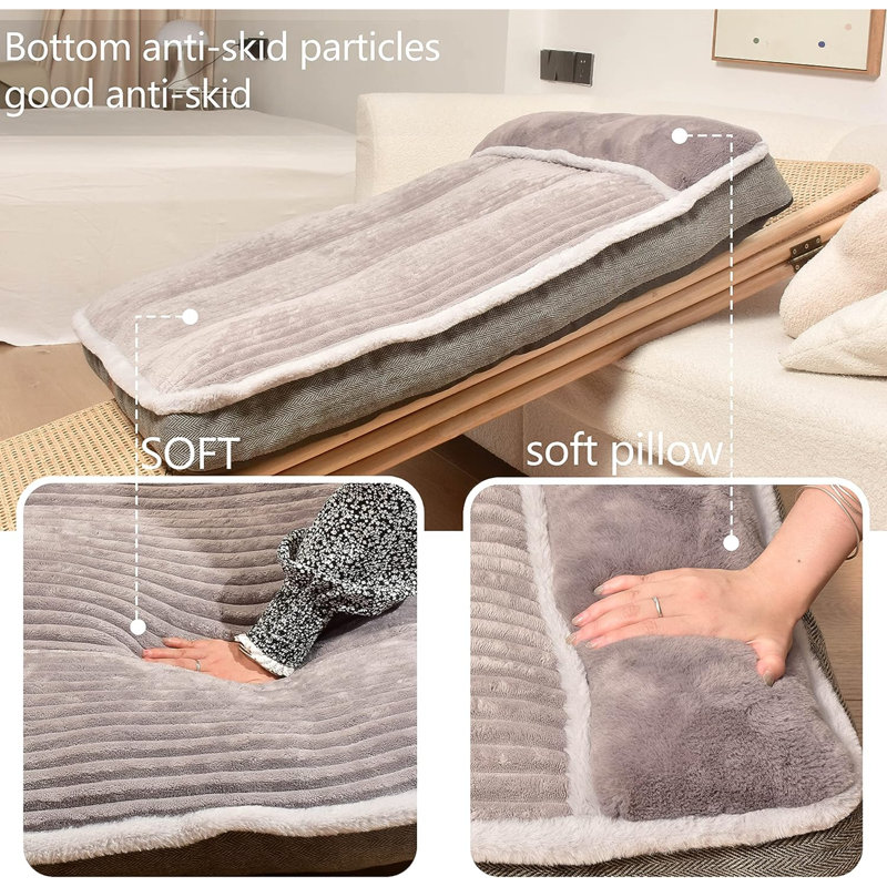 Large Gray Chew Resistant Dog Bed with Pillow