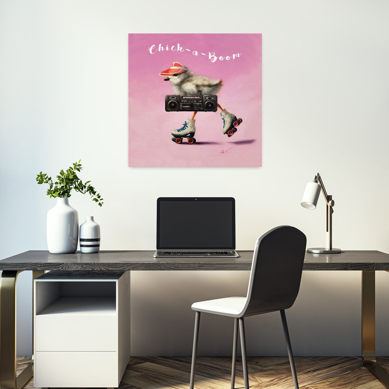 Roller Chick, oiseau contemporain, art urbain, H 18 po x l 18 po