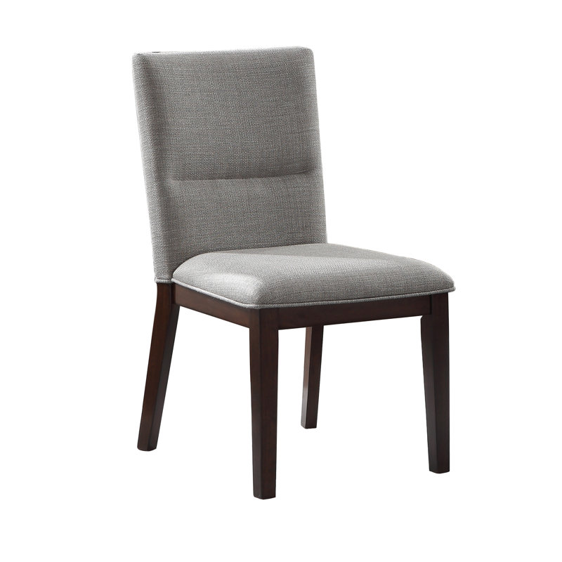 Bourland 35.75'' H Upholstered Side Chair, Beige Linen, Brown