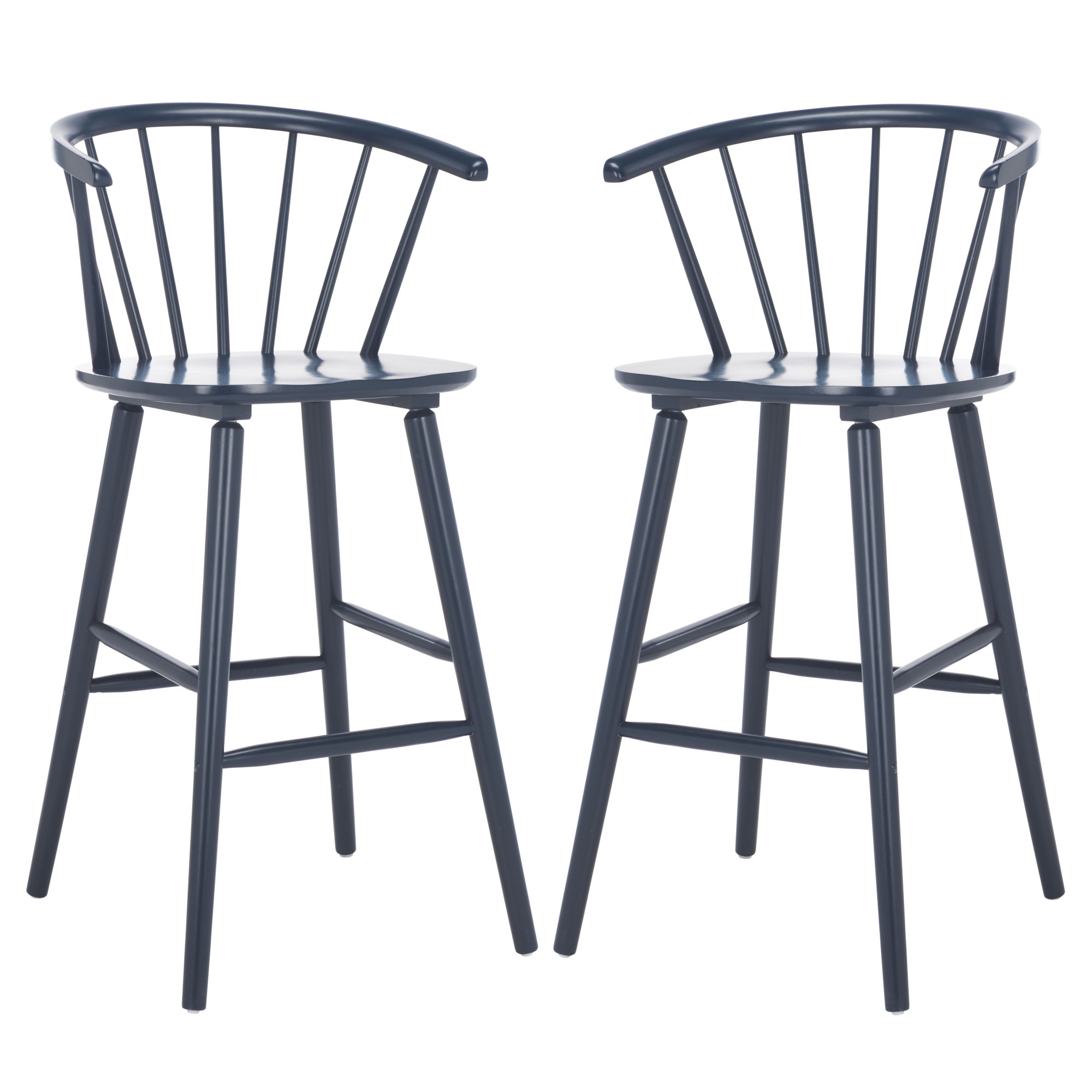 Sheffield Solid Wood Bar & Counter Stool, Bar Stool (29" Seat Height), Navy